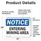 Signmission Entering Mining Area, 14 in W x Rectangle, Vinyl Decal OS-2PACK-NS-D-1014-L-12087 - alternate 3